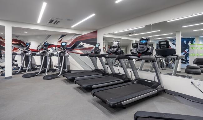 a gym with exercise equipment